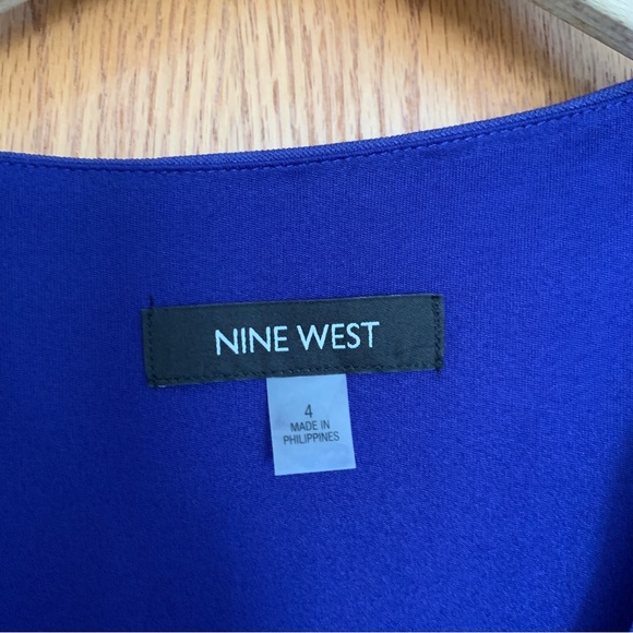 Wrap Dress Fit Flare Bright Blue Size 4 Small Knee Length Short Sleeve V Neck - Picture 3 of 12